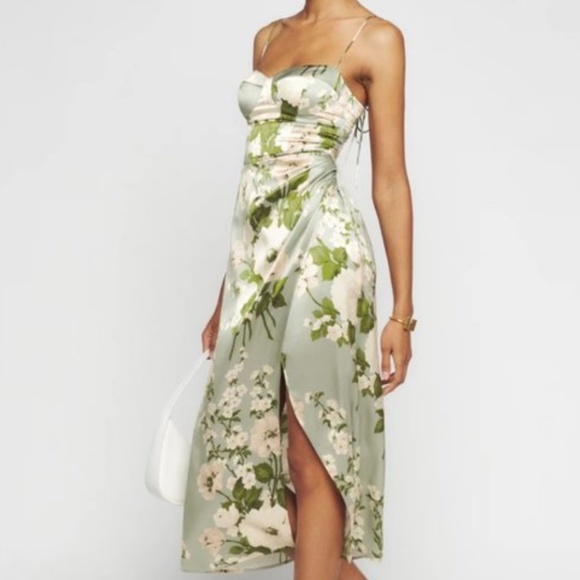 Reformation Marguerite Silk Dress - Tarragon - Picture 10 of 12